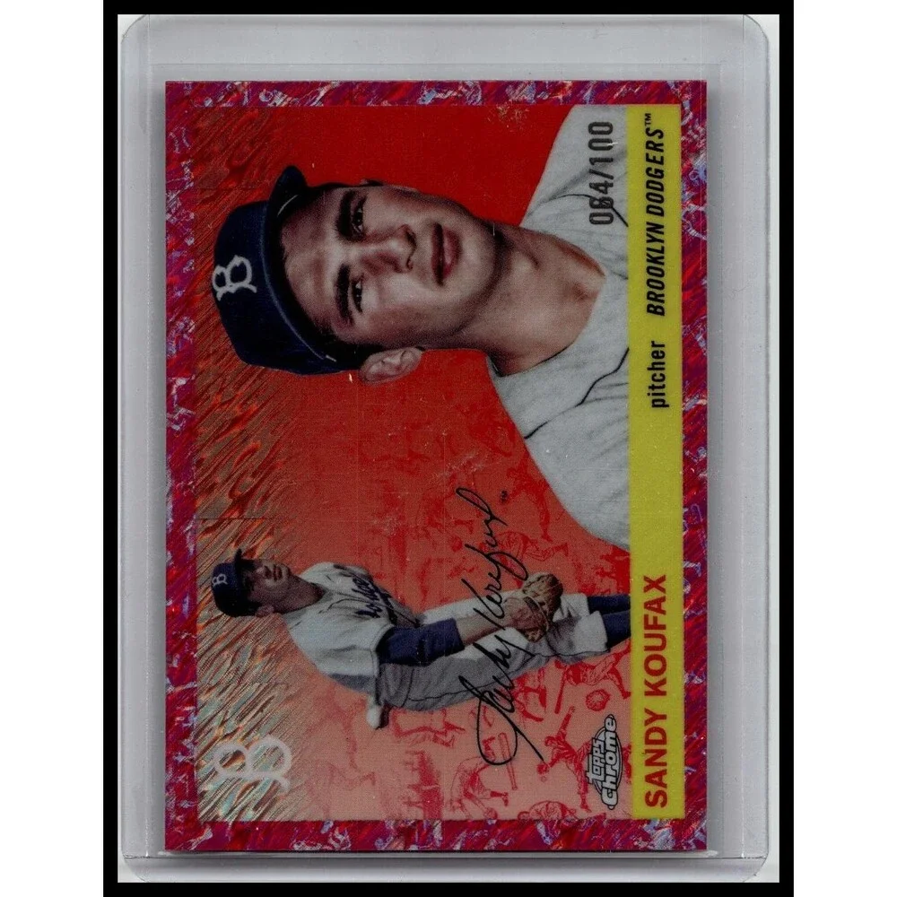 2025 Topps Chrome Platinum Sandy Koufax #447 Dodgers Fuchsia Shimmer #/100